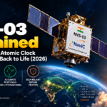NVS-03 explained: an NVS-series NavIC satellite undergoing pre-launch preparation in ISRO's cleanroom, the same design lineage as NVS-03