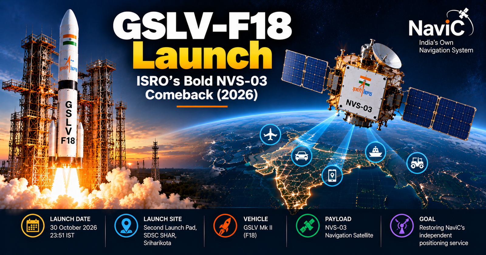 GSLV Mk II on the Second Launch Pad at Sriharikota, the same pad ISRO will use for the GSLV-F18 launch of NVS-03